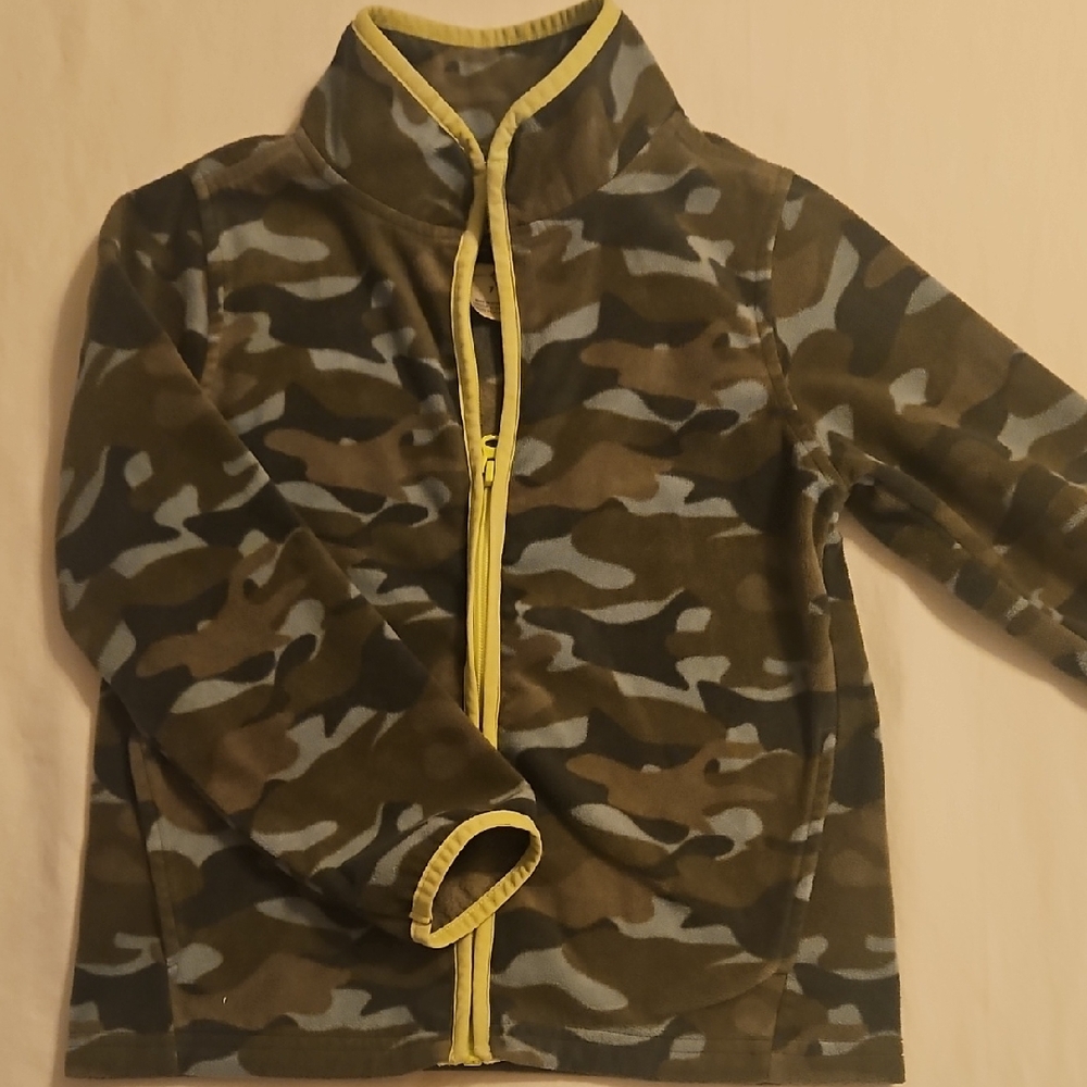 Camouflage Fleece Jacket with Yellow Trim